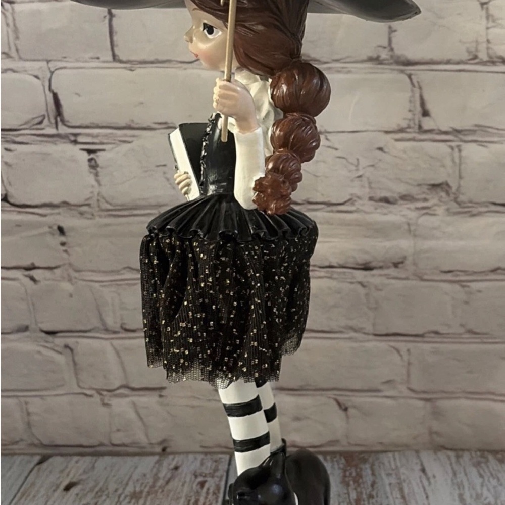 Whimsical Witch Figurine with Black Cat Wand Black Magic Book Halloween 15 Inch - Picture 2 of 6